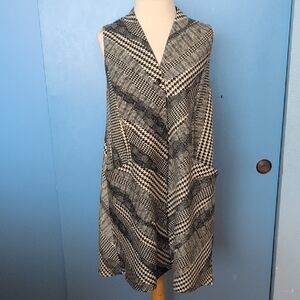 MoVint Black And White Sleeveless Houndstooth Shirt Dress Size M